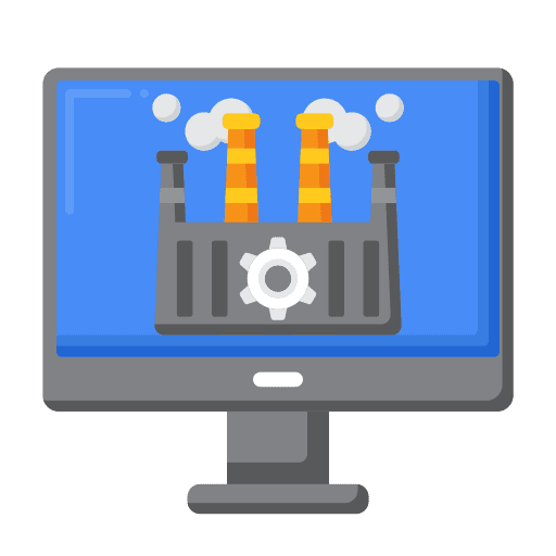 Digital factory screen electronics monitor icon