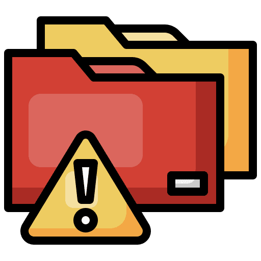 Folder warning sign warning data storage icon