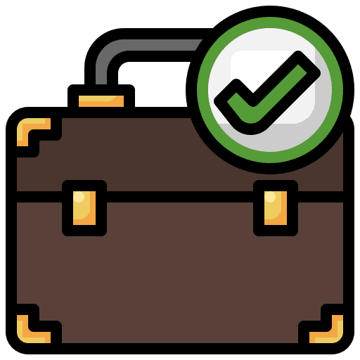 Briefcase check approved suitcase icon Briefcase check approved suitcase icon