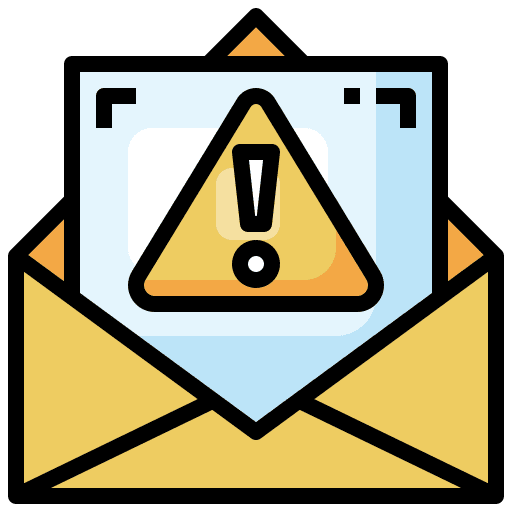 Email communications warning spam icon Email communications warning spam icon