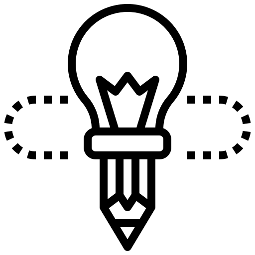 Pencil create brain light bulb icon Pencil create brain light bulb icon