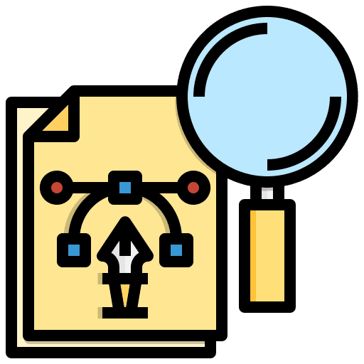 Research searching innovation business and finance icon Research searching innovation business and finance icon