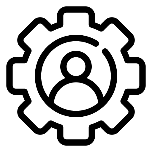 Management cogwheel marketing person icon