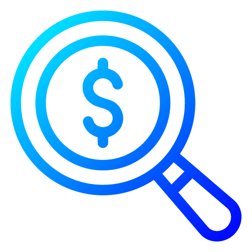 Search business and finance market research marketing icon