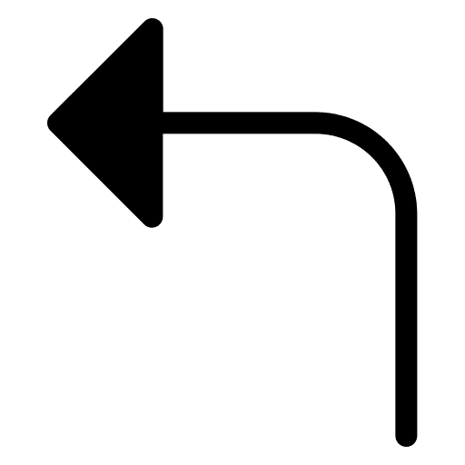 Arrow left turn back curve go back icon