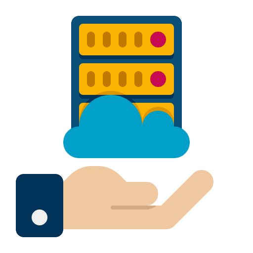 Hosting services cloud storage hand icon