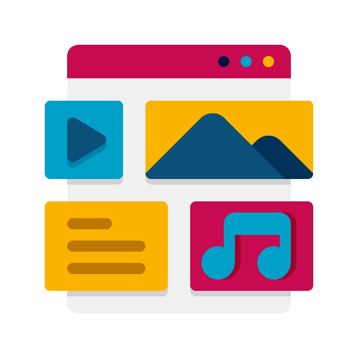 Content seo and web multimedia content icon