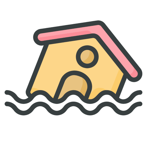 Flood house waves water icon