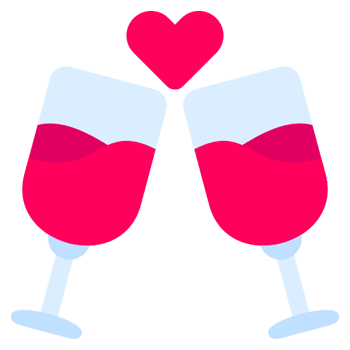 Wine glass cheers drink date icon