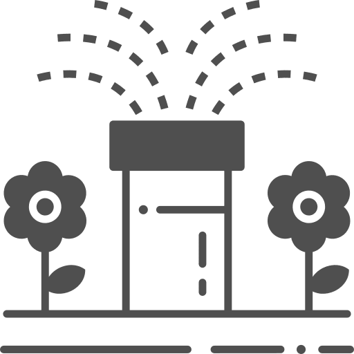 Sprinkler irrigation system watering farming and gardening icon Sprinkler irrigation system watering farming and gardening icon