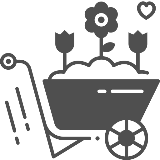 Wheelbarrow farming and gardening transport flower icon Wheelbarrow farming and gardening transport flower icon