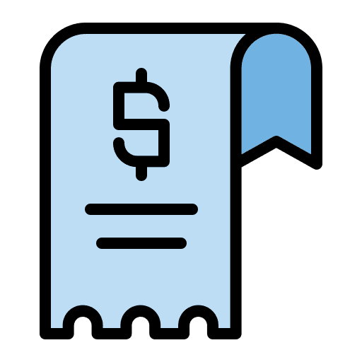 Bill payment receipt validating ticket icon