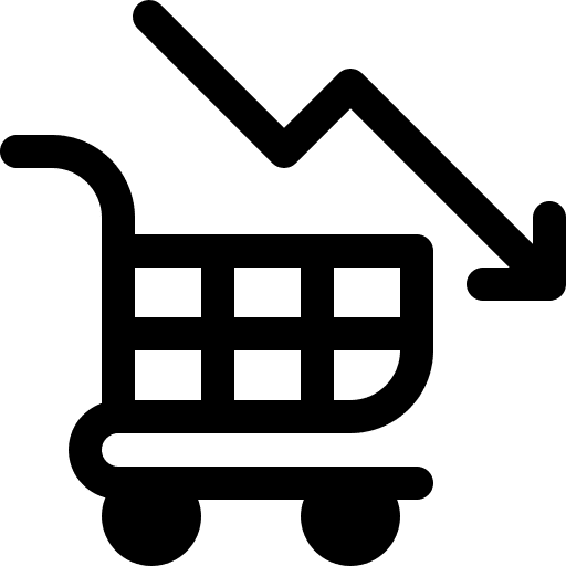 Shopping cart loss down arrow shopping cart icon