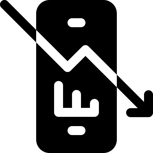 Smartphone down arrow business and finance mobile phone icon Smartphone down arrow business and finance mobile phone icon