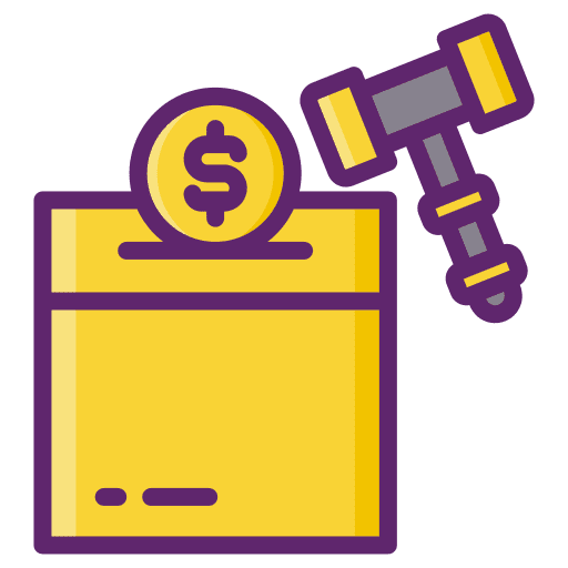 Fundraiser auction business and finance bid icon