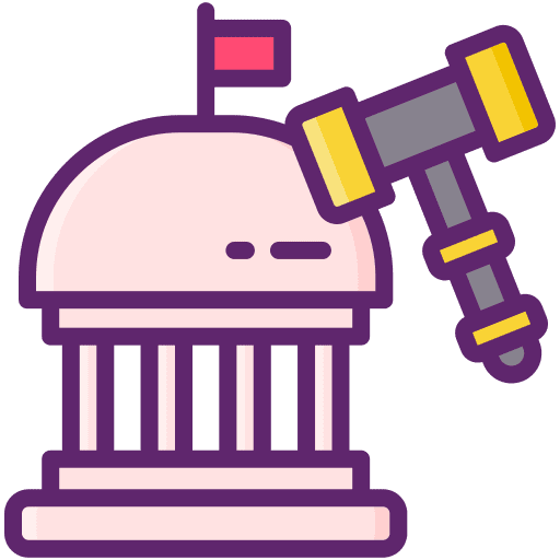 Governmental architecture and city auction legal icon