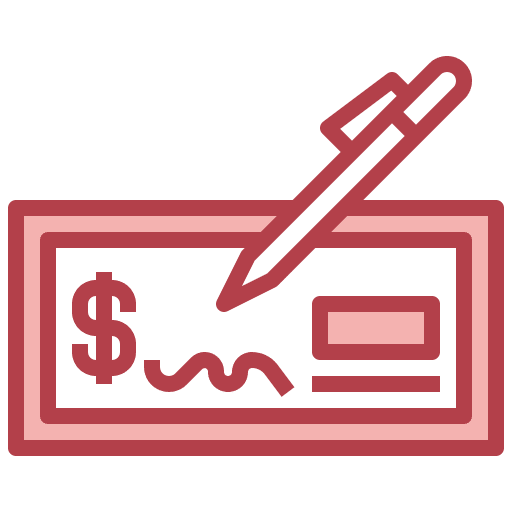 Cheque business and finance signing money icon