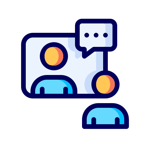 Online conference interview video call communications icon