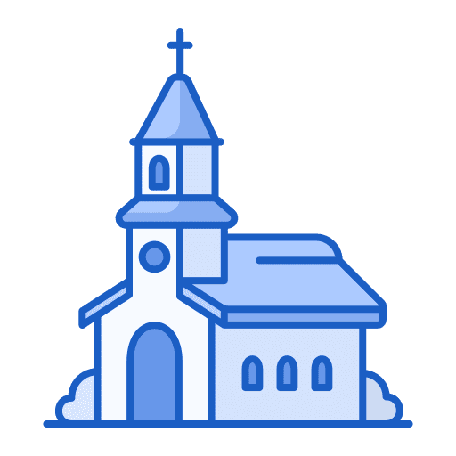 Church architecture and city religion landmark icon