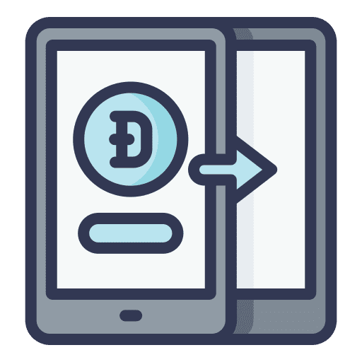 Transaction money transfer dogecoin smartphone icon Transaction money transfer dogecoin smartphone icon