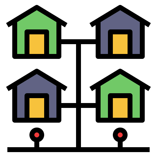 Village real estate architecture and city neighborhood icon