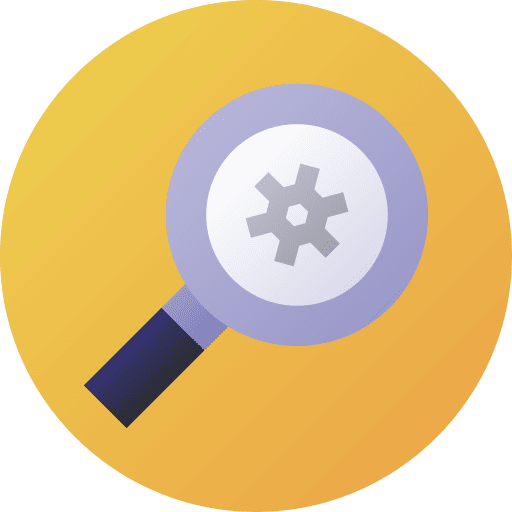 Nanotechnology connectivity network loupe icon