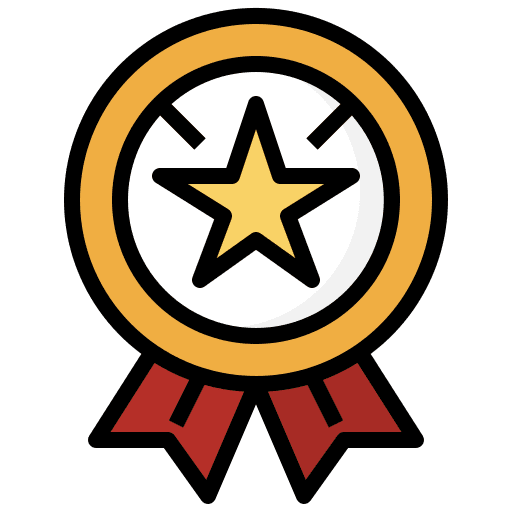 Award first place ribbon win win icon