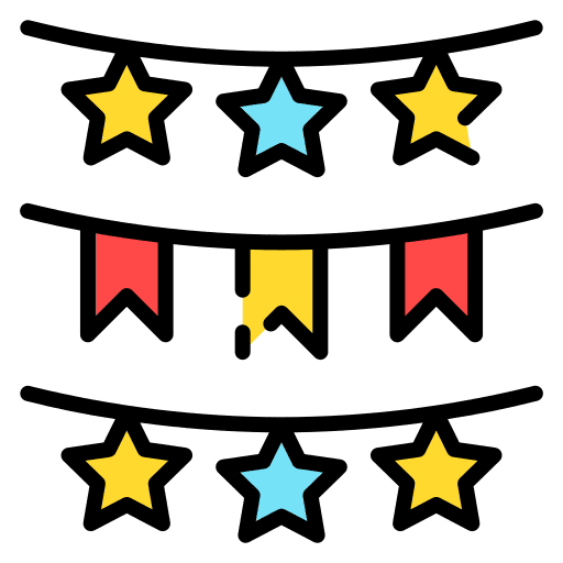 Garlands decoration birthday flags icon