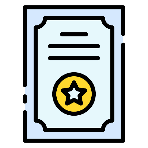 Certificate certification patent education icon