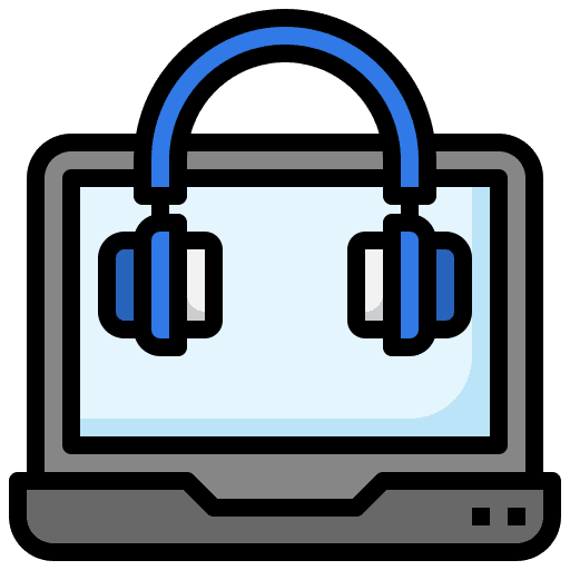 Laptop headphones customer support device icon Laptop headphones customer support device icon
