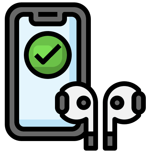 Connected earbuds earphones sound icon Connected earbuds earphones sound icon