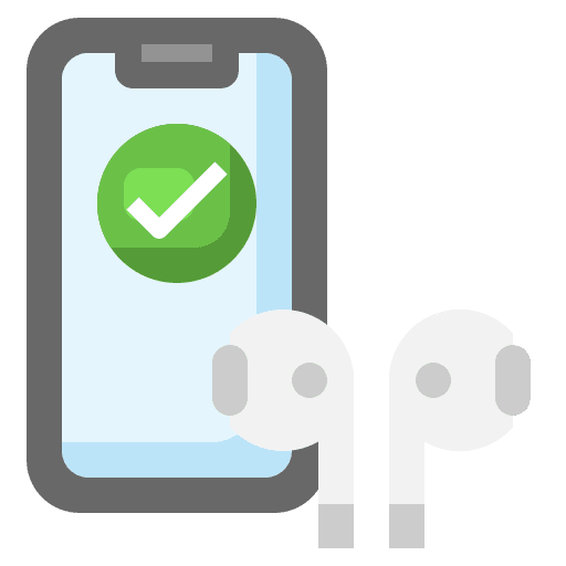 Connected earbuds wireless sound icon