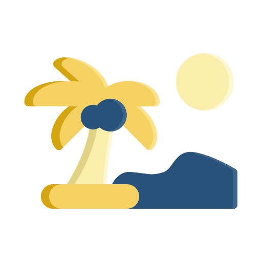Sunset palm tree beach summer icon Sunset palm tree beach summer icon