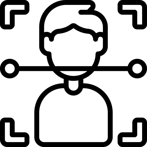 Facial recognition profile people scanner icon
