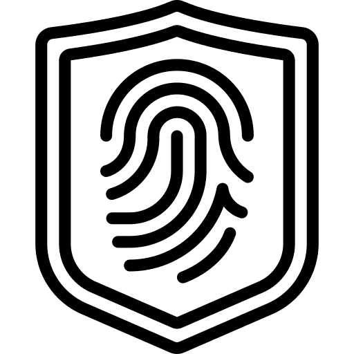 Thumb fingerprint shield biometric identification fingerprint scan icon Thumb fingerprint shield biometric identification fingerprint scan icon