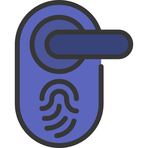 Door handle biometric recognition fingerprint biometric identification icon Door handle biometric recognition fingerprint biometric identification icon