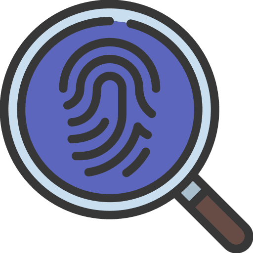 Fingerprint scanning magnifying glass investigation crime icon Fingerprint scanning magnifying glass investigation crime icon
