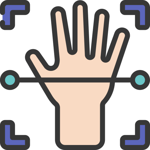 Scanning device security hand fingerprint mark icon Scanning device security hand fingerprint mark icon