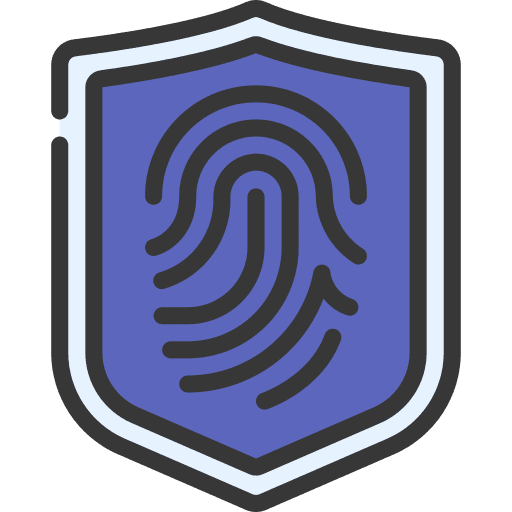 Thumb fingerprint electronics shield protection icon Thumb fingerprint electronics shield protection icon