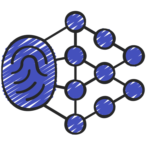 Algorithm connection neural network biometric icon Algorithm connection neural network biometric icon