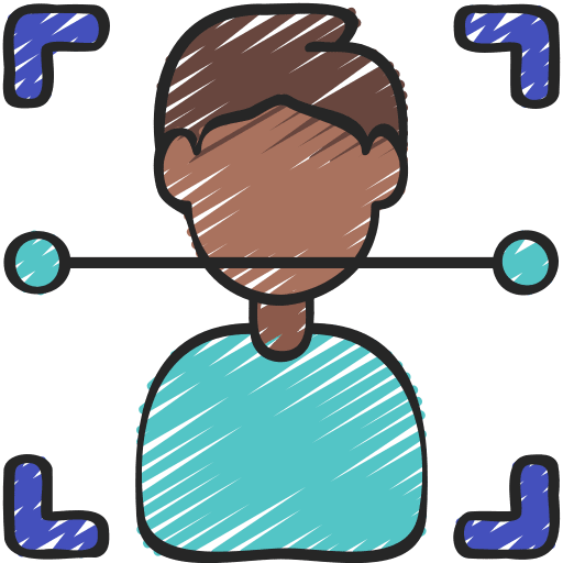 Facial recognition profile people scanner icon