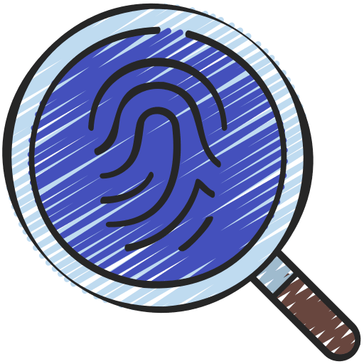 Fingerprint scanning crime security magnifying glass icon Fingerprint scanning crime security magnifying glass icon