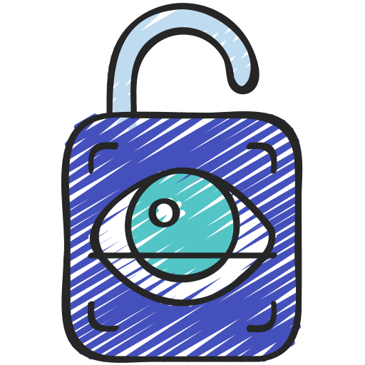 Padlock security scanning eye icon Padlock security scanning eye icon