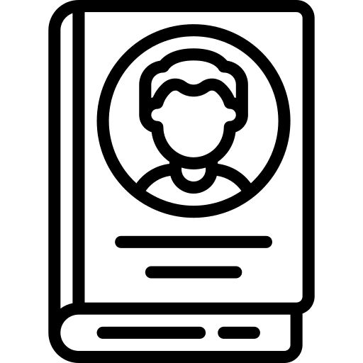 Biography story reading study icon