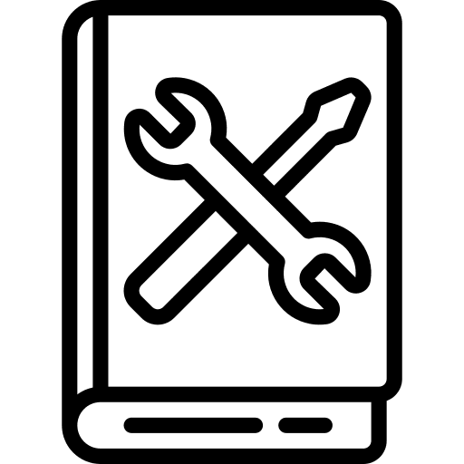 Repair equipment instructions book mechanic icon