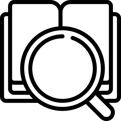 Research book reading loupe icon