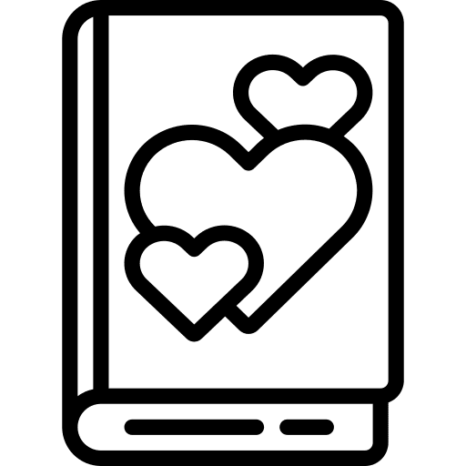 Romantic novel book story education icon
