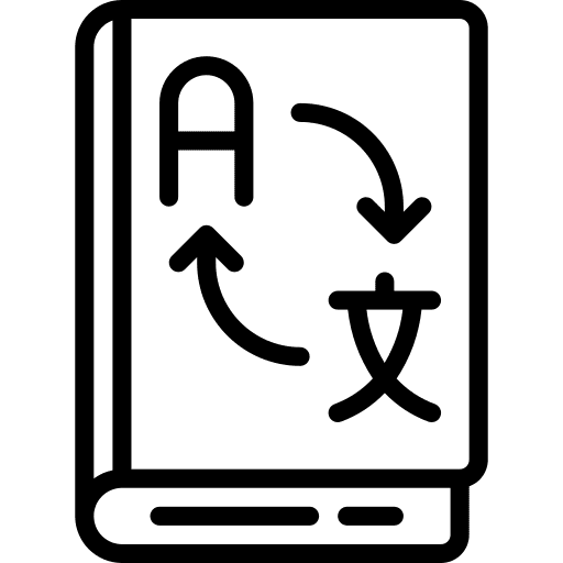 Language learning linguistics book translate icon