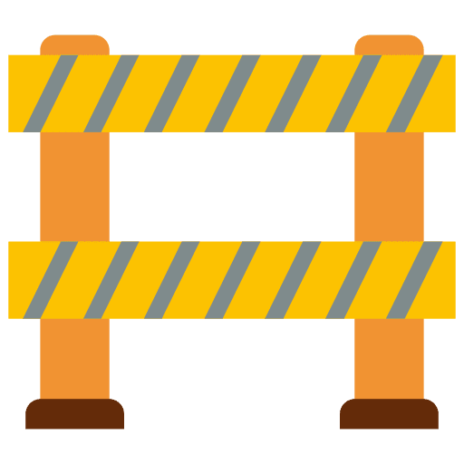 Road barrier signaling blocked under construction icon
