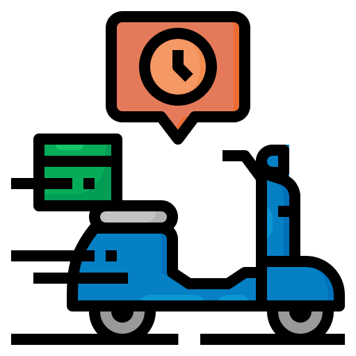 Food delivery fast motorbike time icon